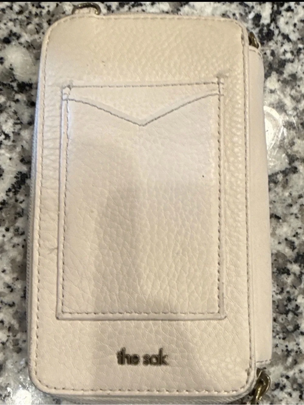 The Sak Cream Leather Zip Card Wallet